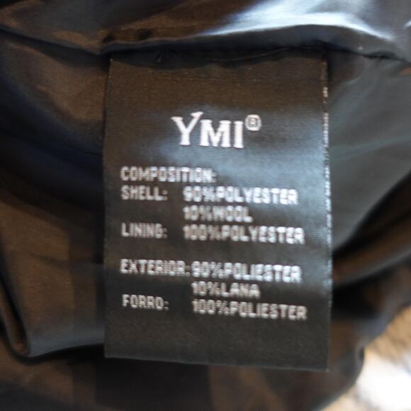 Vintage Y2K YMI Coat Large Black White Plaid 90s Fuzzy Oversized Jacket Wool - Picture 6 of 8